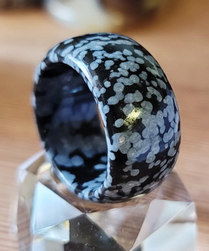 12.5# Snowflake Obsidian Carved Crystal Ring, Crystal Healing
