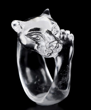 GORGEOUS Quartz Rock Crystal Carved Leopard Gemstone Crystal Ring, Crystal Healing
