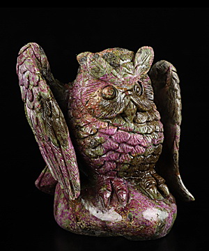 Gemstone 3.3" Stichtite Carved Crystal Owl,Realistic, Crystal Healing