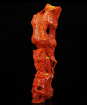 Gemstone 3.2" Red Coral Carved Crystal Skull & Owl,Realistic, Crystal Healing