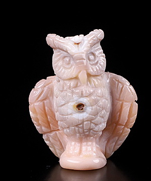 Cute 0.9" Botswana Agate Carved Crystal Owl, Realistic, Crystal Healing