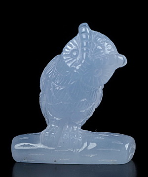 Gemstone 1.2" Blue Chalcedony Carved Crystal Owl, Realistic, Crystal Healing