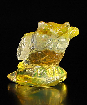 Gemstone 0.7" African Opal Carved Crystal Owl, Realistic, Crystal Healing