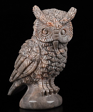 2.8" Pink tiger Carved Crystal owl, Realistic, Crystal Healing