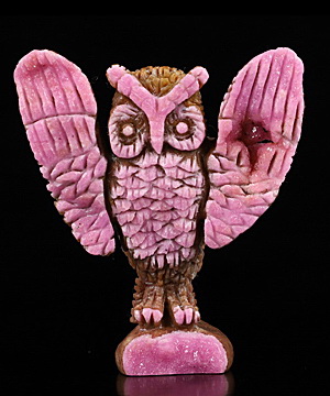 2.0" Pink Calcite Carved Crystal Owl, Realistic, Crystal Healing