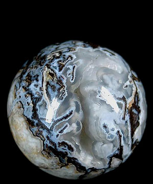 2.0" Tree Leaves Agate Sphere, Crystal Ball
