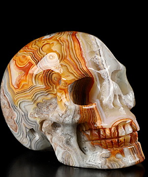Gemstone 2.0" Red Crazy Lace Agate Carved Crystal Skull, Realistic, Crystal Healing