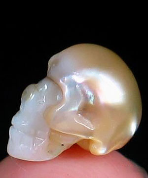 Pearl Carved Crystal Skull