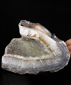 Huge 6.1" Agate Geode Carved Crystal Snake Sculpture, Realistic, Crystal Healing