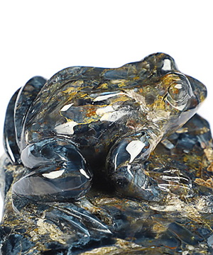 3.6" Blue Pietersite Carved Crystal Frog, Crystal Healing