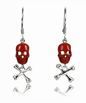 Red Jasper Crystal Skull Earring