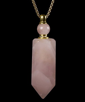 2.4" Rose Quartz Carved Crystal Perfume bottle Pendant, Crystal Healing