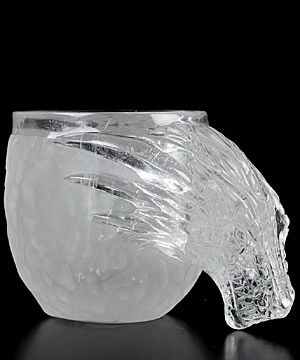 4.2" Quartz Rock Crystal Carved Crystal Dragon Cup Sculpture, Crystal Healing