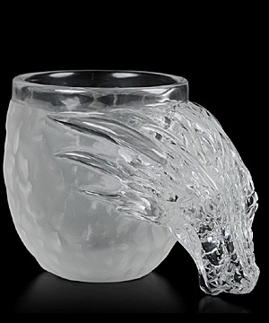 4.1" K9 Crystal Carved Crystal Dragon Head Cup Sculpture, Crystal Healing