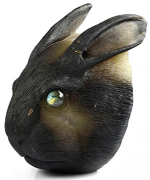 5.8" Agate Carved Crystal Rabbit, Realistic