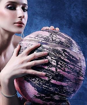 STUNNING 12.4" Pink & Black Rhodonite Sphere, Crystal Ball, Gemstone
