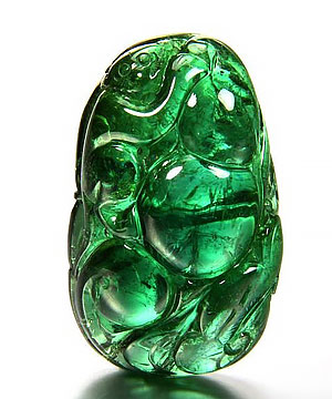 AMAZING Verdelite/Green Tourmaline Carved Crystal Monkey & Cucurbit Pendant
