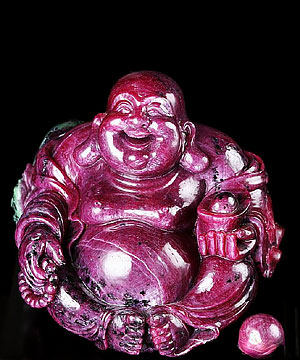 Original Design lifesized 6.6" Ruby Zoisite Crystal Maitreya Buddha