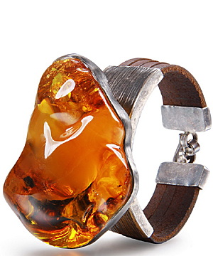 Designer style, 2.7" Baltic Amber Carved Crystal Bracelet, Crystal Healing