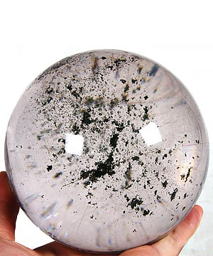 Huge CLEAR 4.3" Phantom Quartz Rock Crystal Sphere, Crystal Ball